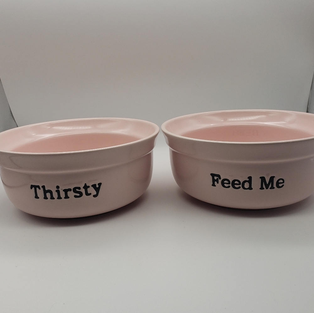 Pink pet bowls